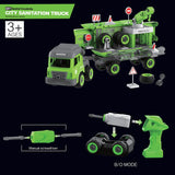 Little Story Kids Toy Sanitation Truck With 2 Mini Truck - Green