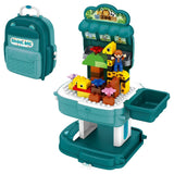 Little Story 2-In-1 Mode Zoological Park With Block Toy Set School Bag (200 Pcs) - Green