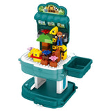 Little Story 2-In-1 Mode Zoological Park With Block Toy Set School Bag (200 Pcs) - Green