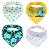 Little Story Bandana Drool Bibs Set Of 4 - Dinosaur