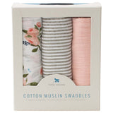 Little Unicorn Cotton Muslin Swaddle Set - Watercolor Roses (Pack of 3)