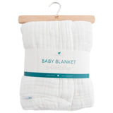Little Unicorn Cotton Muslin Baby Blanket - White
