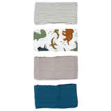 Little Unicorn Cotton Muslin Squares 4 Pack - Dino Friends Set