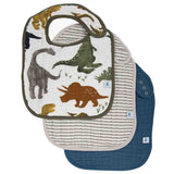 Little Unicorn 3 Pack Cotton Muslin Classic Bib Set - Dino Friends 2