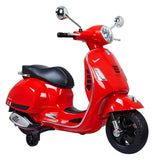Vespa Kids Power Riding Motorbike with Side Support Wheels 12V - Red