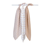 Lulujo Muslin Cloths 100% cotton (70cm x 70cm) - Rainbow (Pack of 3)