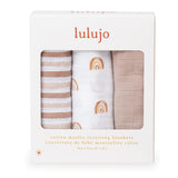 Lulujo Muslin Cloths 100% cotton (70cm x 70cm) - Rainbow (Pack of 3)