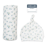 Lulujo Bamboo Hat and Swaddle Blanket - Blueberries