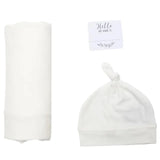 Lulujo Bamboo Hat and Swaddle Blanket - White