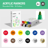 Mideer Round Nib Acrylic Markers - 12 Colors