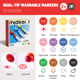 Mideer Dual Tip Washable Markers - 12pcs