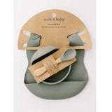 Milk It Baby Bib & Bowl Set - Army Green - Laadlee