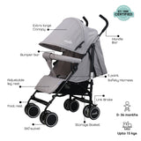 Moon Neo Plus Light Weight Travel Stroller - Light Grey