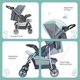 Moon Trek One Fold Stroller - Blue Stripes