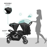 Moon Dois Twin Stroller Twin Baby Stroller Pram - Black