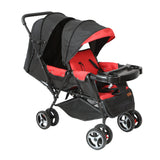 Moon Magnum Tandem Easy Fold Twin Travel StrollerFire - Red