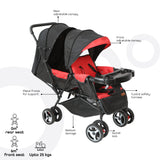 Moon Magnum Tandem Easy Fold Twin Travel StrollerFire - Red