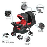 Moon Magnum Tandem Easy Fold Twin Travel StrollerFire - Red