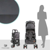 Moon Magnum Tandem Easy Fold Twin Travel Stroller - Black & Grey dots