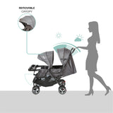 Moon Magnum Tandem Easy Fold Twin Travel Stroller - Black & Grey dots