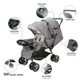 Moon Magnum Twin Stroller - Light grey