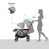 Moon Magnum Tandem Easy Fold Twin Travel Stroller - Cool grey