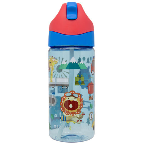 Marcus & Marcus - Germ Repel Tritan Straw Water Bottle - Adventure, 400ml - Blue - Laadlee