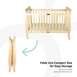 Moon Wooden Foldable Baby Crib - Natural wood