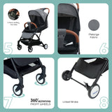 Moon Ritzi Cabin Stroller - Black & Grey Dots
