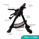 Moon Trestle Foldable Baby Highchair - Black