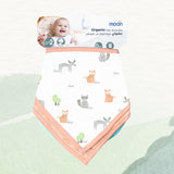 Moon Organic Muslin Bibs - Forest & peach (Pack of 2)