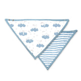 Moon Organic Muslin Bibs - Bunny & blue stripes (Pack of 2)