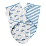 Moon Organic Swaddle - Blue Rabbit and Stripes