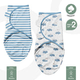 Moon Organic Swaddle - Blue Rabbit and Stripes