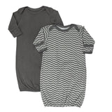 Moon Organic Sleep Gown - Grey and Zigzag Print (Pack of 2)