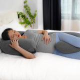 Moon Organic C Shaped Maternity Pillow- Grey