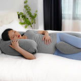 Moon Organic C Shaped Maternity Pillow - Light Grey