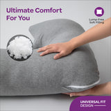 Moon Organic J Shaped Maternity Pillow - Light Grey