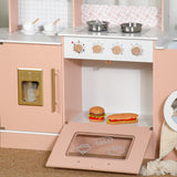 Little Angel Kids Wooden Kitchen Playset With Accessories - Pink & White