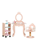 Little Angel Kids Wooden Vanity Set Dressing Table Toy With Mirror & Chair