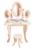 Little Angel Kids Wooden Princess Dressing Table Playset With 3 Mirror & Stool - Pink