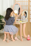Little Angel Kids Wooden Princess Dressing Table Playset With 3 Mirror & Stool - Pink