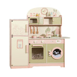 Little Angel Kids Wooden Kitchen Playset With Fridge, Oven & Accessories