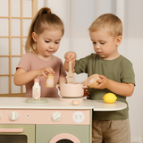 Little Angel Kids Wooden Kitchen Playset With Fridge, Oven & Accessories