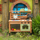 Little Angel Kids Outdoor Wooden Mud Play Garden Kitchen With Working Tap & Sink