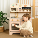 Little Angel Kids Realistic Wooden Kitchen Pretend Play Interactive Set - Pink