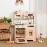 Little Angel Kids Realistic Wooden Kitchen Pretend Play Interactive Set - Pink