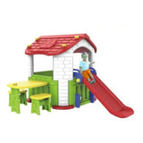 MYTS All-in-1 Playhouse With Side Table, Chair And Slide - Red