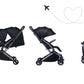 Youbi Toddler German Travel Light Stroller-Black with New Born Attachment - Laadlee