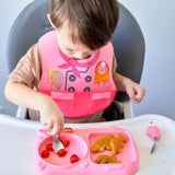Marcus & Marcus - Wide Coverage Silicone Bib - Little Chef - Pink - Laadlee